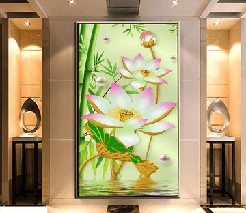 3D Lotus Bamboo Forest 1672 Wallpaper AJ Wallpaper 