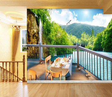 3D Balcony Woods 746 Wallpaper AJ Wallpaper 