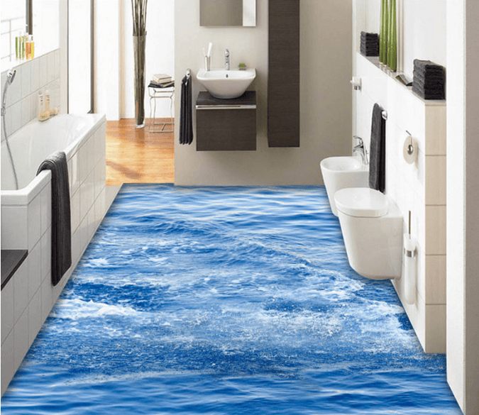 3D Wave 121 Floor Mural Wallpaper AJ Wallpaper 2 