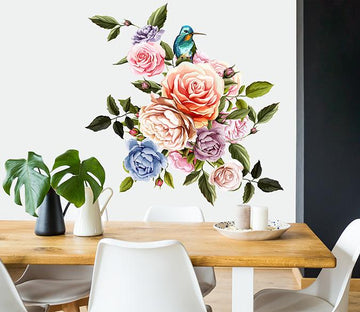 3D Pink Bird Flower 039 Wall Stickers Wallpaper AJ Wallpaper 