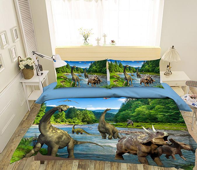 3D Dinosaur River 082 Bed Pillowcases Quilt Wallpaper AJ Wallpaper 