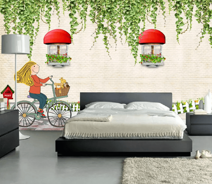 3D Vine Window Bicycle 1148 Wallpaper AJ Wallpaper 2 