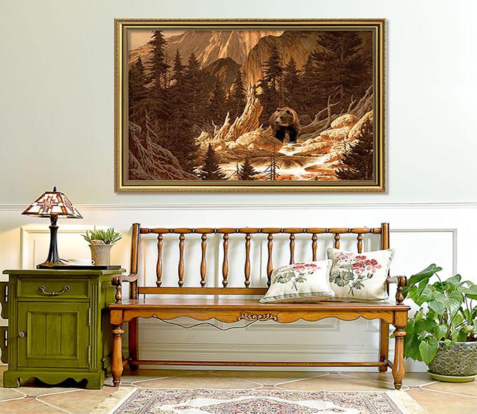 3D Brown Bear 164 Fake Framed Print Painting Wallpaper AJ Creativity Home 