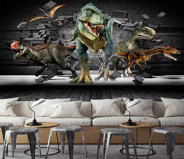 3D Dinosaur Breaking Wall 235 Wallpaper AJ Wallpaper 