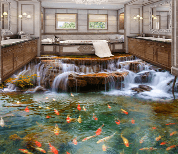 3D Fish Lake 384 Floor Mural Wallpaper AJ Wallpaper 2 