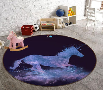 3D Unicorn Pattern 173 Round Non Slip Rug Mat Mat AJ Creativity Home 