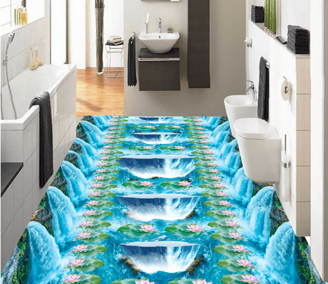 3D Row Lotus 168 Floor Mural Wallpaper AJ Wallpaper 2 