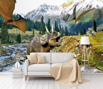 3D Dinosaur Snow Mountain 250 Wallpaper AJ Wallpaper 