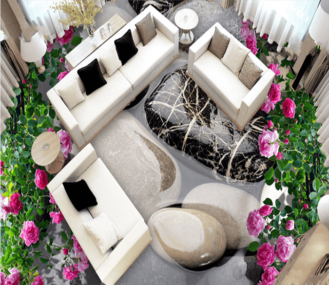 3D Stone Flower 042 Floor Mural Wallpaper AJ Wallpaper 2 