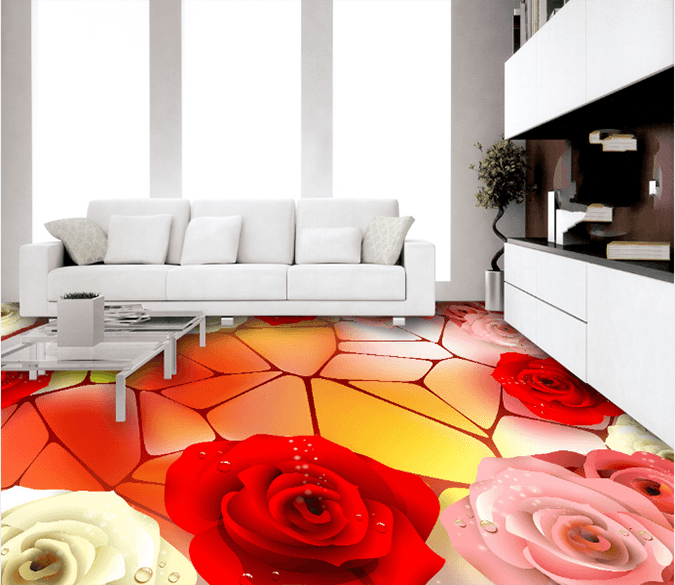 3D Multicolored Roses 121 Floor Mural Wallpaper AJ Wallpaper 2 