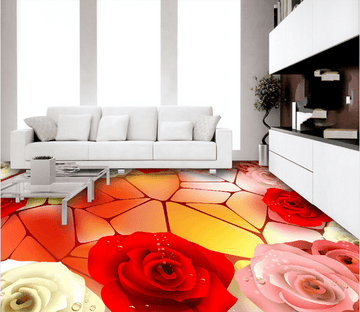 3D Multicolored Roses 121 Floor Mural Wallpaper AJ Wallpaper 2 