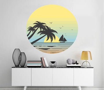 3D Coconut Tree Sea 166 Wall Stickers Wallpaper AJ Wallpaper 