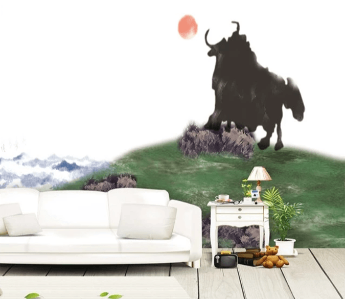 3D Ink Painting Cow 779 Wallpaper AJ Wallpaper 2 