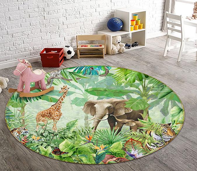 3D Painting Animal 076 Round Non Slip Rug Mat Mat AJ Creativity Home 