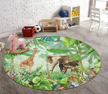 3D Painting Animal 076 Round Non Slip Rug Mat Mat AJ Creativity Home 