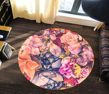 3D Hand Painted Safflower 246 Round Non Slip Rug Mat Mat AJ Creativity Home 
