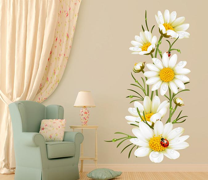 3D White Chrysanthemum 036 Wall Stickers Wallpaper AJ Wallpaper 