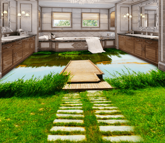 3D Riverside 408 Floor Mural Wallpaper AJ Wallpaper 2 