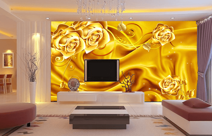 Golden Flowers Wallpaper AJ Wallpaper 