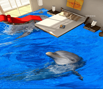 3D Leisurely Dolphins 028 Floor Mural Wallpaper AJ Wallpaper 2 