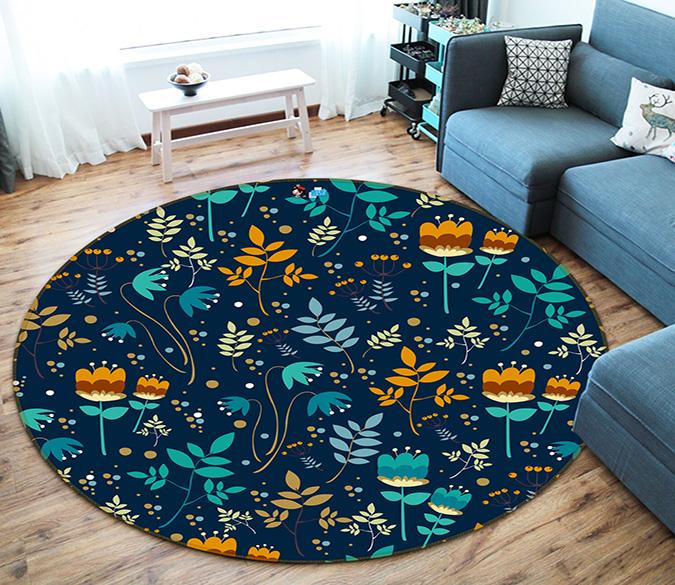 3D Leaf Pattern 189 Round Non Slip Rug Mat Mat AJ Creativity Home 