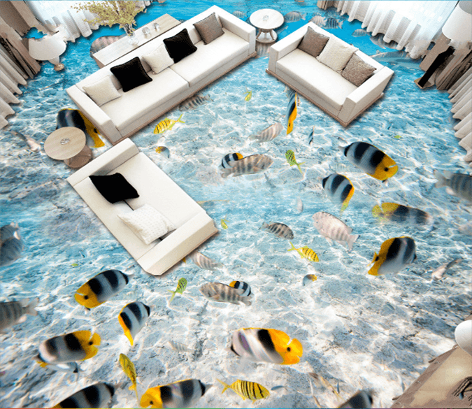 3D Goldfish Group 214 Floor Mural Wallpaper AJ Wallpaper 2 
