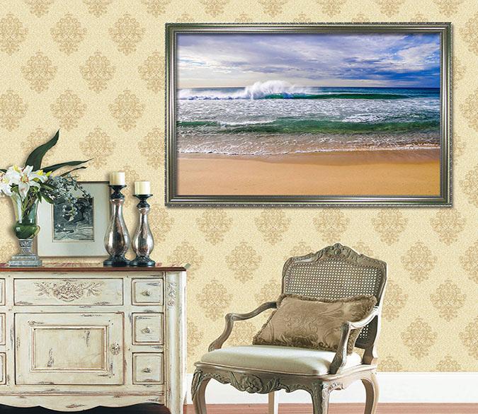 3D Spray Waves 129 Fake Framed Print Painting Wallpaper AJ Creativity Home 