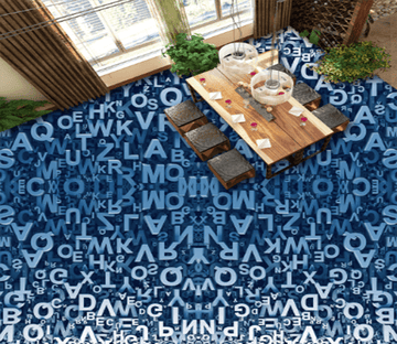 3D Blue Letters 094 Floor Mural Wallpaper AJ Wallpaper 2 