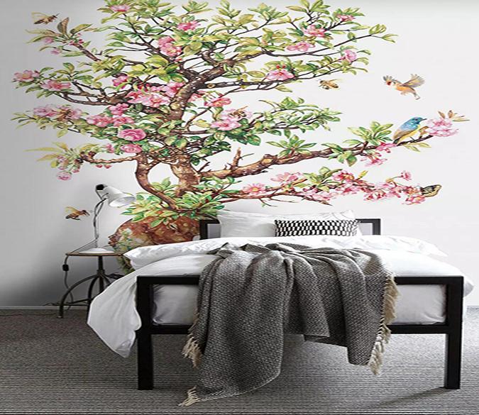 3D Bright Flowers Bird 528 Wallpaper AJ Wallpaper 