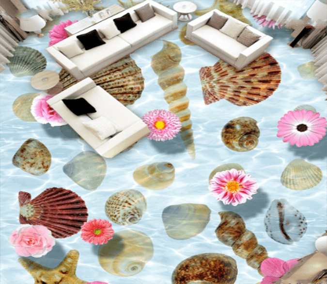 3D Seashell 062 Floor Mural Wallpaper AJ Wallpaper 2 