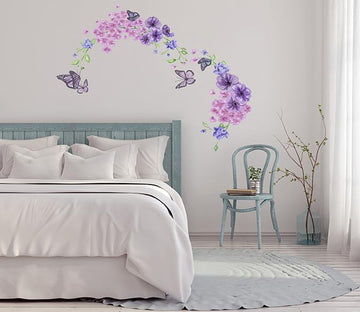 3D Purple Flower Butterfly 104 Wall Stickers Wallpaper AJ Wallpaper 