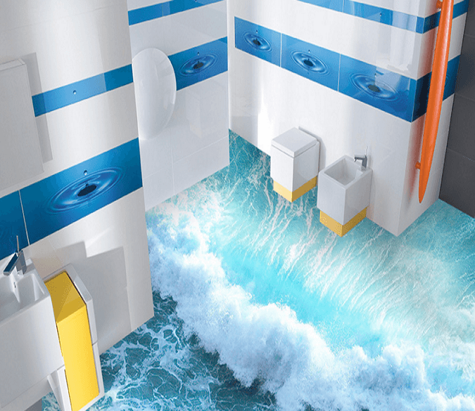 3D Waves 003 Floor Mural Wallpaper AJ Wallpaper 2 