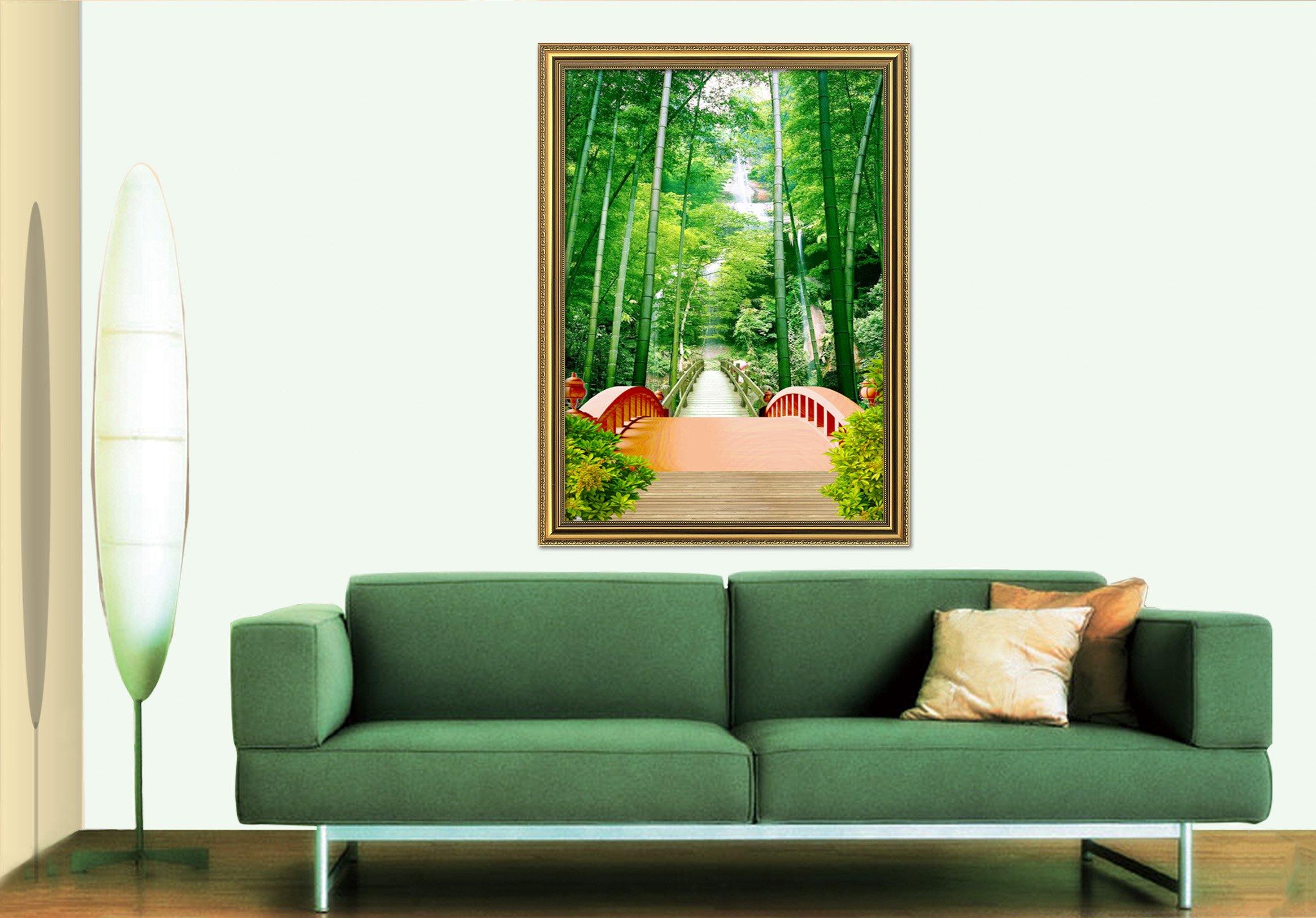 3D Bamboo Bridgen 066 Fake Framed Print Painting Wallpaper AJ Creativity Home 