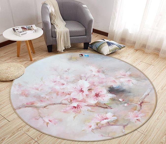 3D Beautiful Peach 082 Round Non Slip Rug Mat Mat AJ Creativity Home 