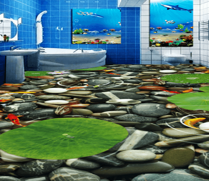3D Lotus Leaf 089 Floor Mural Wallpaper AJ Wallpaper 2 