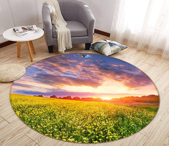 3D Sunset Flower Field 372 Round Non Slip Rug Mat Mat AJ Creativity Home 