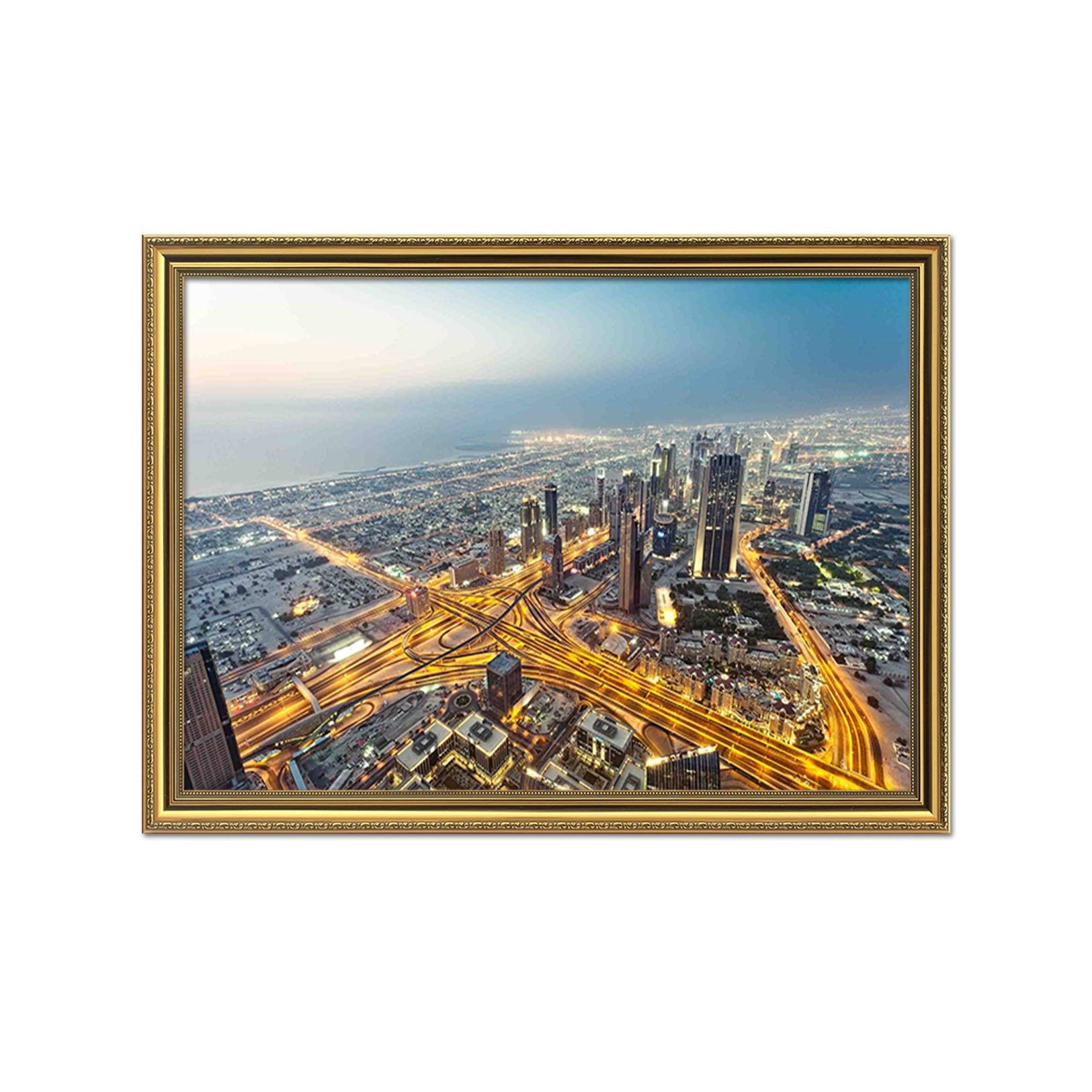 3D Bustling City 028 Fake Framed Print Painting Wallpaper AJ Creativity Home 
