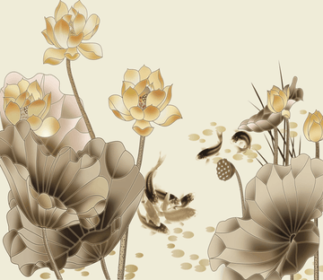 Poetic Lotus And Fish Wallpaper AJ Wallpaper 1 