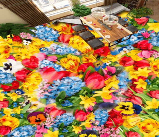 3D Colored Flowers 154 Floor Mural Wallpaper AJ Wallpaper 2 