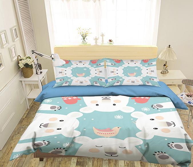 3D Cute White Bear 145 Bed Pillowcases Quilt Wallpaper AJ Wallpaper 