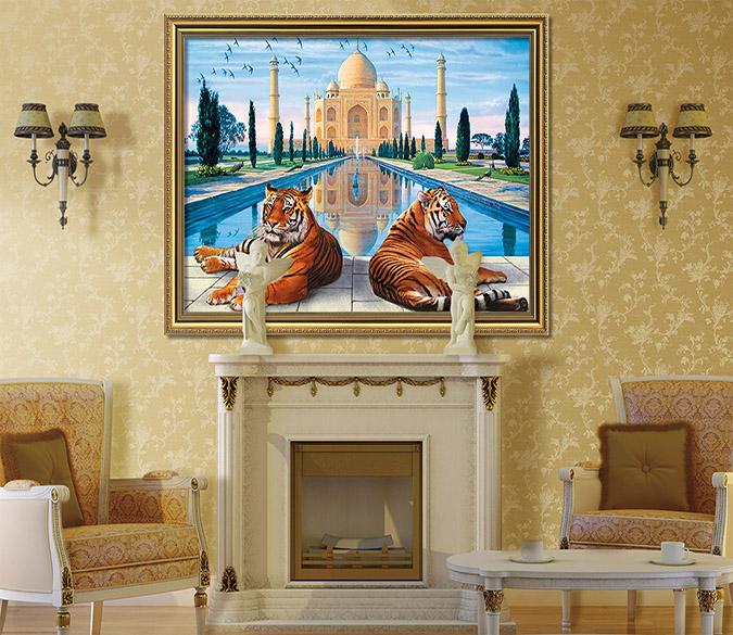 3D Leisure Tiger 055 Fake Framed Print Painting Wallpaper AJ Creativity Home 