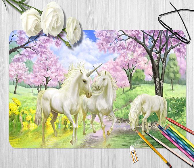 3D Beautiful Unicorn 009 Desk Mat Mat AJ Creativity Home 