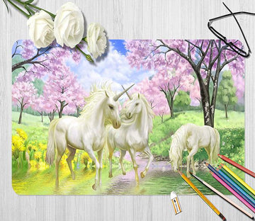 3D Beautiful Unicorn 009 Desk Mat Mat AJ Creativity Home 