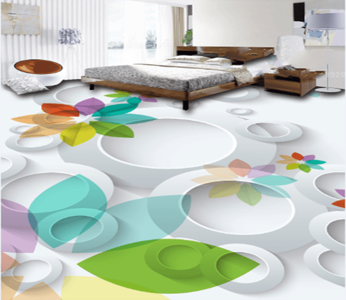 3D White Circle 040 Floor Mural Wallpaper AJ Wallpaper 2 