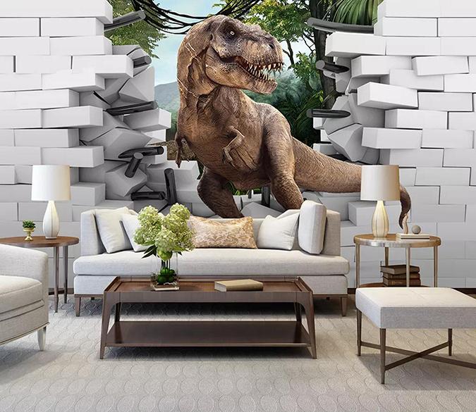 3D Tyrannosaurus Rex White Wall 256 Wallpaper AJ Wallpaper 