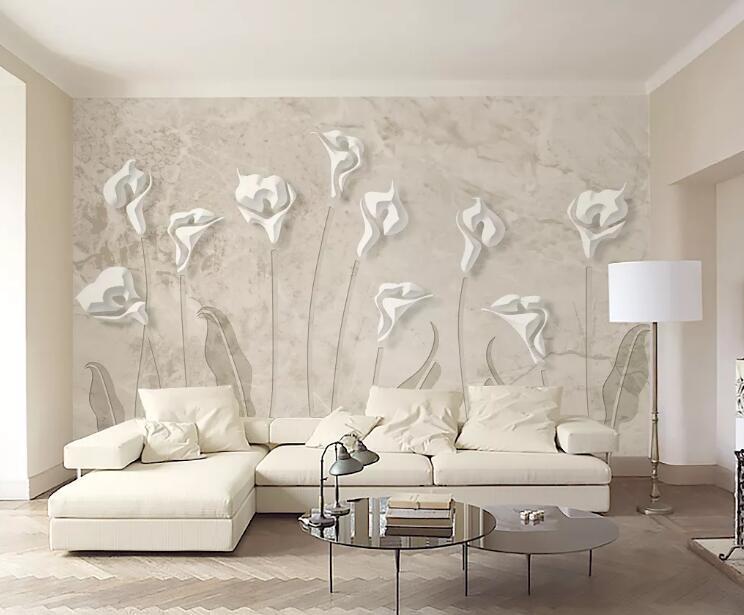 3D White Flowers 1131 Wall Murals Wallpaper AJ Wallpaper 2 