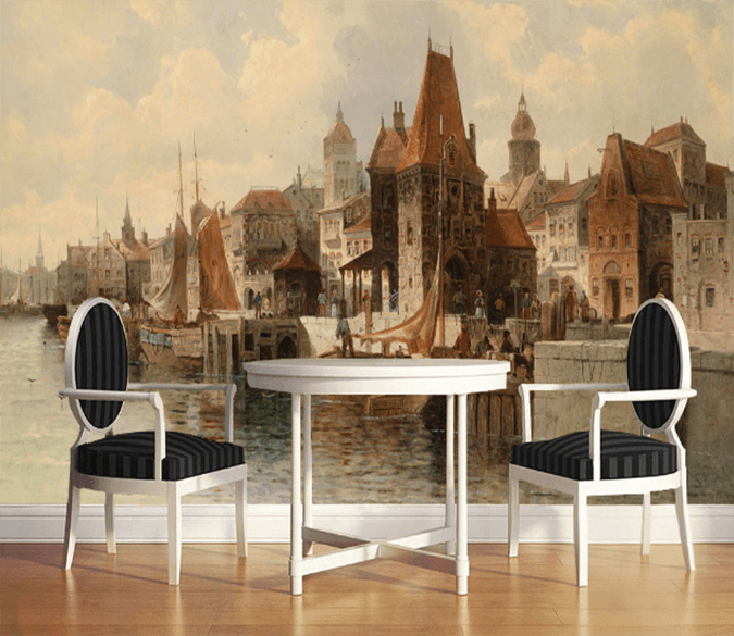 3D Riverside Town 300 Wallpaper AJ Wallpaper 