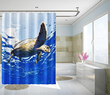 3D Turtle Swimming 085 Shower Curtain 3D Shower Curtain AJ Creativity Home 