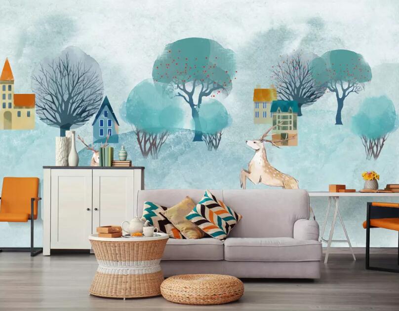 3D Forest Deer 494 Wall Murals Wallpaper AJ Wallpaper 2 