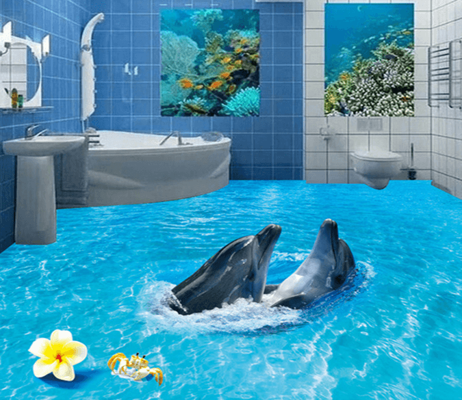 3D Dolphin Sunbathing 200 Floor Mural Wallpaper AJ Wallpaper 2 